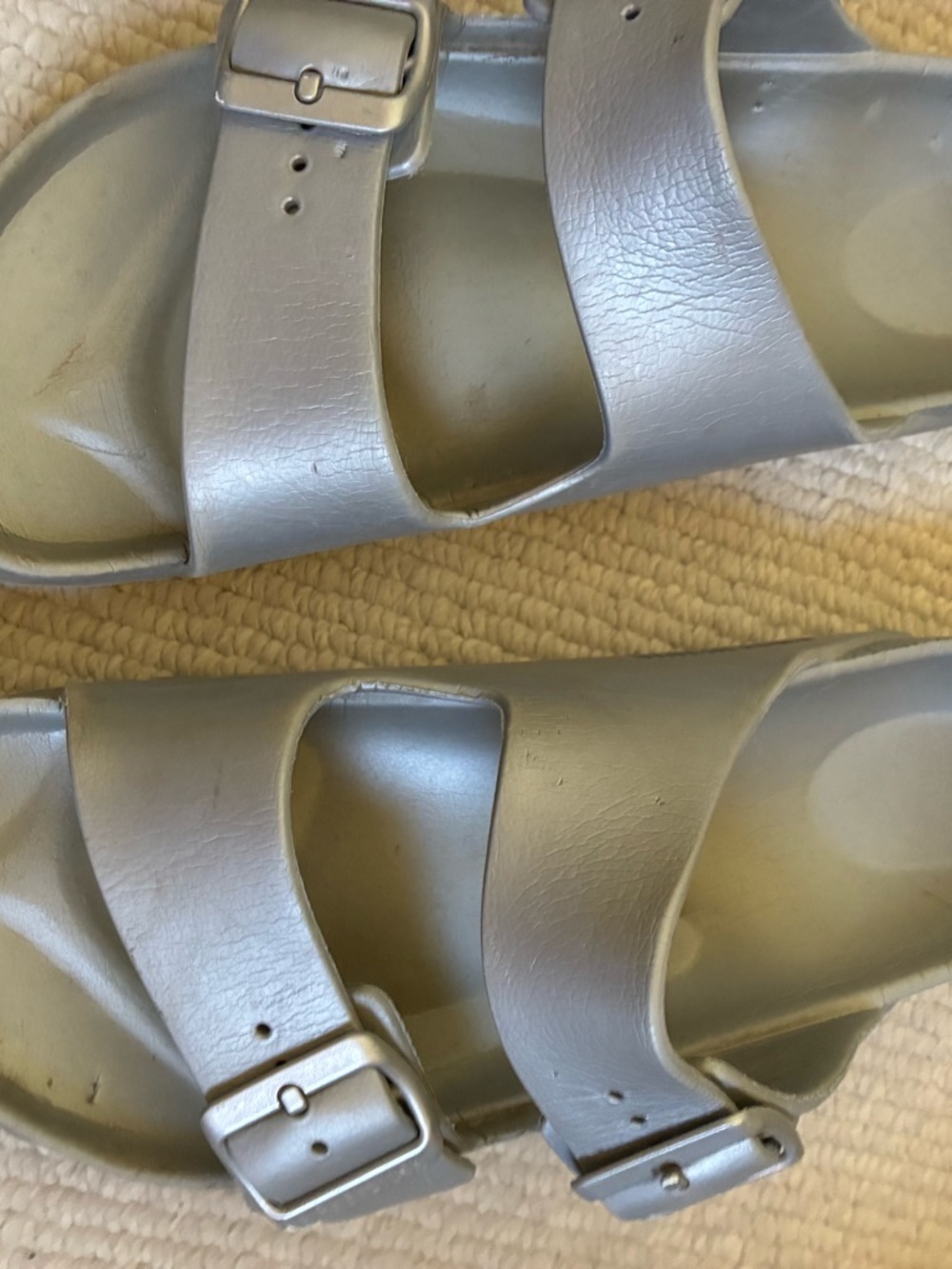 Birkenstock Metallic Silver Double-Buckle Sandals